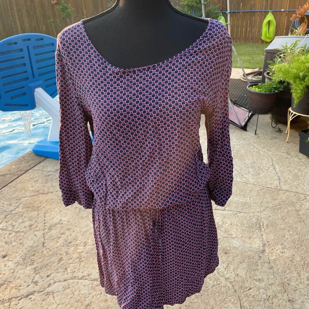 JCrew red/blue geo pattern tunic dress